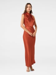 Forever New Orange Sienna High Neck Satin Maxi Dress - Image 4 of 4