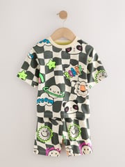 Multi Bright Checkerboard Happy Face Short Pyjamas 3 Pack (9mths-10yrs) - Image 3 of 7