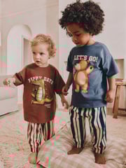 Blue/Brown Bear Stripe Pyjamas 2 Pack (9mths-10yrs) - Image 1 of 5