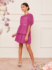 Lipsy Mauve Purple Premium Lace Puff Sleeve Occasion Dress (5-16yrs) - Image 2 of 5