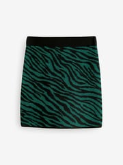 Green/Black Co-ord Sparkle Zebra Short Knitted Mini Skirt - Image 5 of 7
