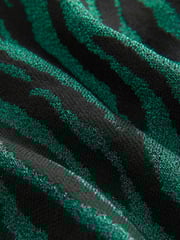 Green/Black Co-ord Sparkle Zebra Short Knitted Mini Skirt - Image 7 of 7