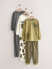 Green/Ecru 3 Pack Relaxed Fit Pyjamas (9mths-10yrs) - Image 6 of 13