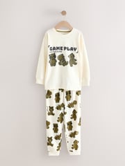 Green/Ecru 3 Pack Relaxed Fit Pyjamas (9mths-10yrs) - Image 7 of 13