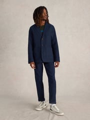 White Stuff Blue Moleskin 100% Cotton Regular Fit Blazer - Image 1 of 6