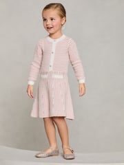 Lipsy Pink Mini Boucle Sequin Knit 100% Cotton Dress (18mths-6yrs) - Image 3 of 4