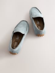 Blue Wide Fit (G) Suede Slip-Ons Loafers Shoes - Image 2 of 6