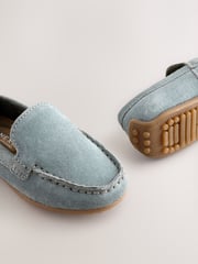 Blue Wide Fit (G) Suede Slip-Ons Loafers Shoes - Image 4 of 6