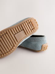 Blue Wide Fit (G) Suede Slip-Ons Loafers Shoes - Image 5 of 6