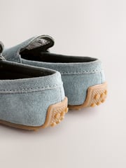 Blue Wide Fit (G) Suede Slip-Ons Loafers Shoes - Image 6 of 6