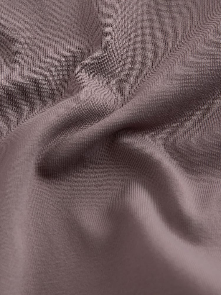 Taupe Pink Long Sleeve Scoop Bodycon Soft Touch Polyamide Midi Dress - Image 7 of 7