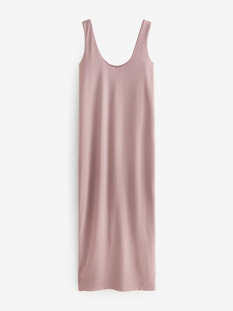 Pink/Brown Polyamide Soft Touch Sleeveless Scoop Neck Midi Dresses 2 Pack - Image 7 of 7