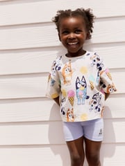 Ecru Bluey Short Sleeve T-Shirt and Cycle Shorts Set (3mths-7yrs) - Image 1 of 5