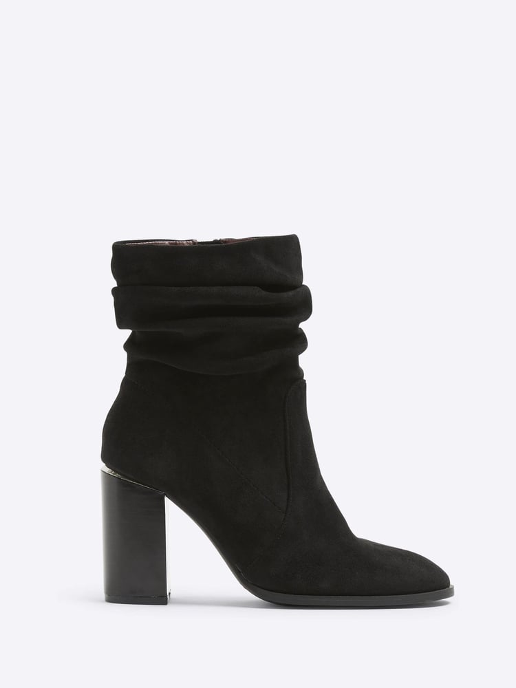 River Island Black Slouch Heeled Ankle Boots - Image 1 of 4 River Island Black Slouch Heeled Ankle Boots - Image 1 of 4
