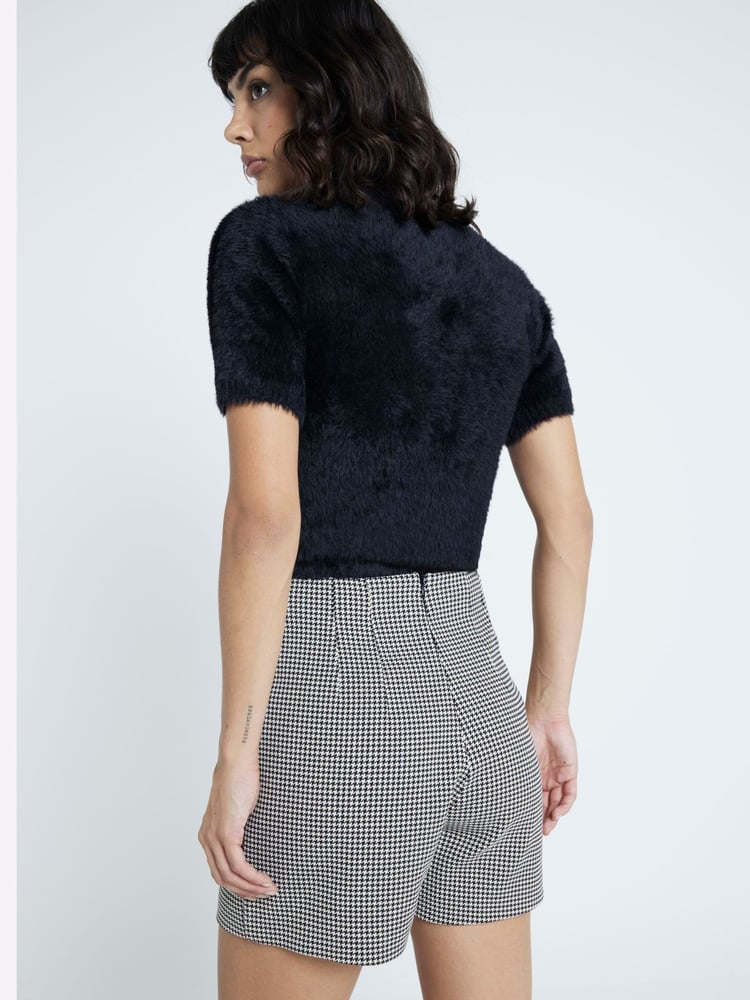 River Island Black Short Sleeve Fluffy Knit Top - Image 2 of 4