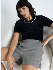 River Island Black Short Sleeve Fluffy Knit Top - Image 3 of 4