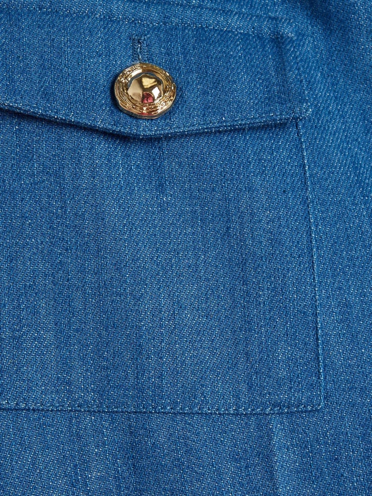 River Island Blue Petite Pocket Wide Leg 100% Cotton Trousers - Image 4 of 4