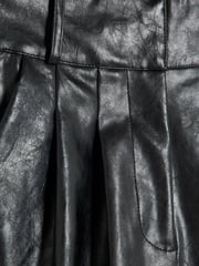 River Island Black Faux Fur Leather Creaked Wide Leg Trousers - Image 4 of 4
