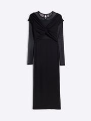River Island Black Mesh Bow Long Sleeve Midi Dress - Image 5 of 6