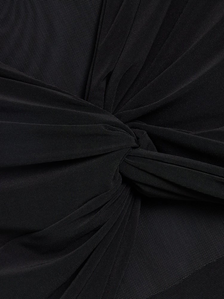 River Island Black Mesh Bow Long Sleeve Midi Dress - Image 6 of 6