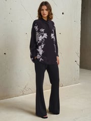 Religion Black Inversion Oversized Shirt With Monochrome Placement Print - Image 1 of 6