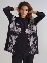 Religion Black Inversion Oversized Shirt With Monochrome Placement Print - Image 5 of 6
