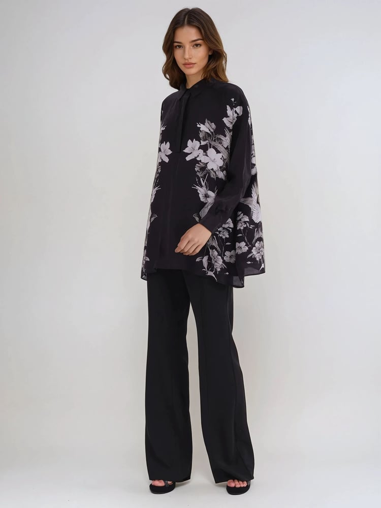 Religion Black Inversion Oversized Shirt With Monochrome Placement Print - Image 6 of 6