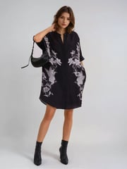 Religion Black Inversion Tunic Dress With Beautiful Swallow Print - Image 6 of 6