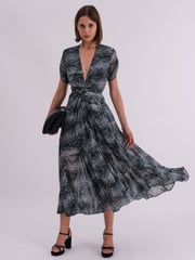 Religion Green Delight Maxi Wrap Dress With Cap Sleeve in Beautiful Prints - Image 1 of 1