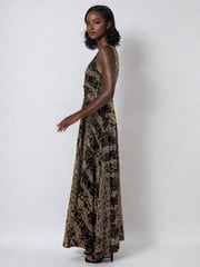 Religion Brown Signature One Shoulder Maxi Dress With Full Multi Layered Skirt - Image 6 of 6