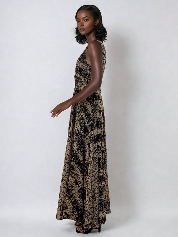 Religion Brown Signature One Shoulder Maxi Dress With Full Multi Layered Skirt - Image 6 of 6
