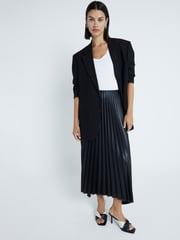 River Island Black Pleated Midi Skirt - Image 1 of 4