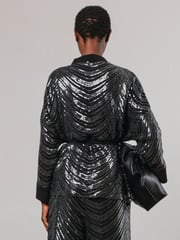 Religion Metallic Division Sequin Kaftan Jacket With Tie Belt - Image 3 of 6