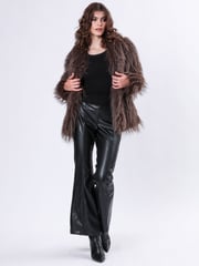 Religion Brown Long Haired Short Relax Fur Coat in Shaggy Soft Faux Fur - Image 5 of 7