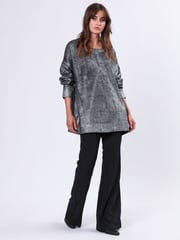 Religion Metallic Oversized Frame Jumper in Soft Cable Knit With Silver Foil - Image 1 of 6