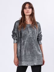 Religion Metallic Oversized Frame Jumper in Soft Cable Knit With Silver Foil - Image 2 of 6
