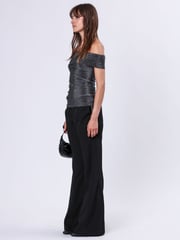 Religion Metallic Off the Shoulder Tanzanite Top in Slinky Metallic Fibre - Image 4 of 6