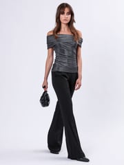 Religion Metallic Off the Shoulder Tanzanite Top in Slinky Metallic Fibre - Image 5 of 6