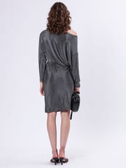 Religion Metallic Off The Shoulder Tanzanite Midi Dress In Slinky Metallic Jersey - Image 3 of 6