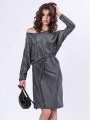 Religion Metallic Off The Shoulder Tanzanite Midi Dress In Slinky Metallic Jersey - Image 4 of 6