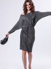Religion Metallic Off The Shoulder Tanzanite Midi Dress In Slinky Metallic Jersey - Image 5 of 6