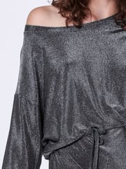 Religion Metallic Off The Shoulder Tanzanite Midi Dress In Slinky Metallic Jersey - Image 6 of 6