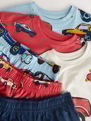 Red/Ecru Cars Short Pyjamas 3 Pack (9mths-10yrs) - Image 6 of 8