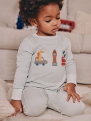 Navy/White London Bus 3 Pack Snuggle Pyjamas (9mths-8yrs) - Image 6 of 13
