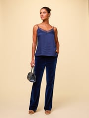 Aspiga Blue Velvet 100% Cotton Trousers - Image 1 of 3