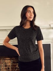 Aspiga Metallic Knit Short Black T-Shirt - Image 1 of 3