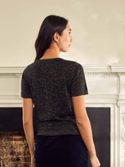 Aspiga Metallic Knit Short Black T-Shirt - Image 2 of 3