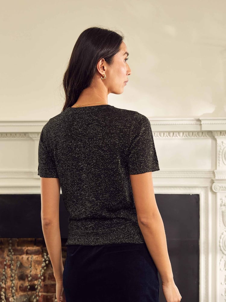 Aspiga Metallic Knit Short Black T-Shirt - Image 2 of 3