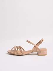 Friends Like These Nude Standard Fit Low Block Heel Diamante Occasion Sandals - Image 5 of 5