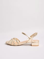 Friends Like These Gold Standard Fit Low Block Heel Diamante Occasion Sandals - Image 5 of 5